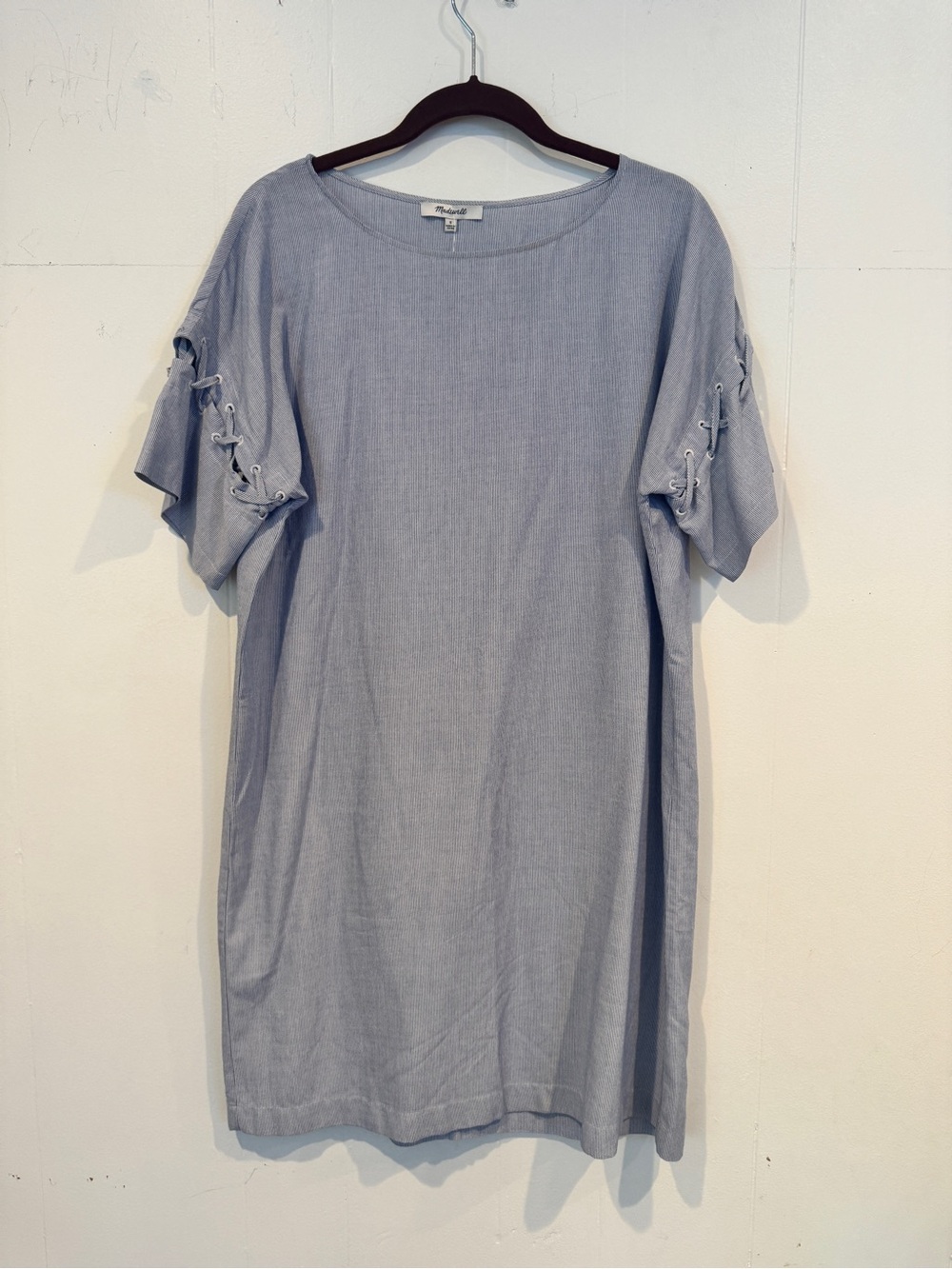 Madewell Light Blue Lace-Up Sleeve Women's shift Dress